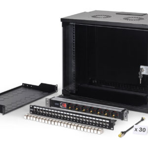 19" Netzwerk-Set, 9HE Wandgehäuse und Zubehör, sw
