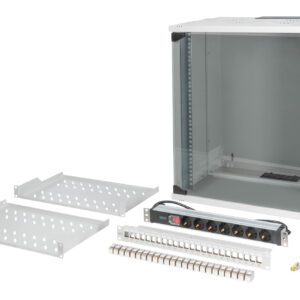 19" Netzwerk-Set, 12HE Wandgehäuse und Zubehör, gr