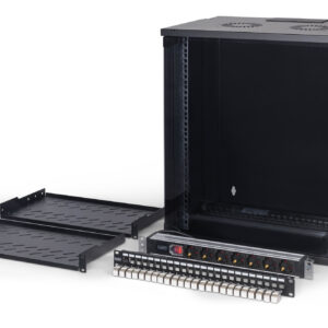 19" Netzwerk-Set, 12HE Wandgehäuse und Zubehör, sw