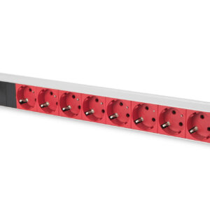 Steckdosenl. 8 fach ÜLS rot, C14 Stecker