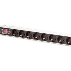 1U Alu PDU, Rackmount, 7x Sicherheit + 1x Ausgang