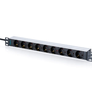 1HE Aluminium PDU,Schrankmontage, 9x Schutzkontakt