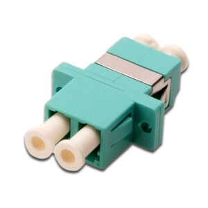 FO coupler, duplex, LC to LC, MM, color aqua, OM3