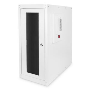 PC Schrank m. Glastür, RAL7035
