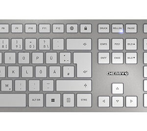 CHERRY Desktop DW 9100 SLIM [DE] WL AES silver/white BT Lithium Akku - wochenlange Nutzung ohne Aufladung
