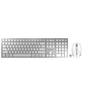 CHERRY Desktop DW 9100 SLIM [US/EU] WL AES silver/white BT Lithium Akku - wochenlange Nutzung ohne Aufladung
