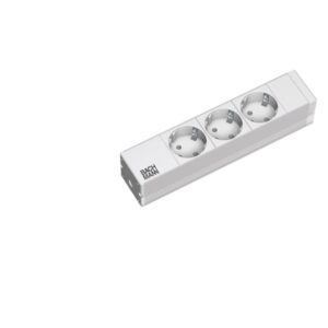 ALLNET 10"zbh. Steckdosenleiste, 3xDosen(CEE7)->1xStecker(CEE7), ALU, Lichtgrau, Bachmann,