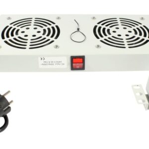 ALLNET 19"Wandgehäuse, zbh. nur für SO-19"-Serie, Lüftereinheit 2-fach mit Schalter und Temperatureinheit, Lichtgrau,