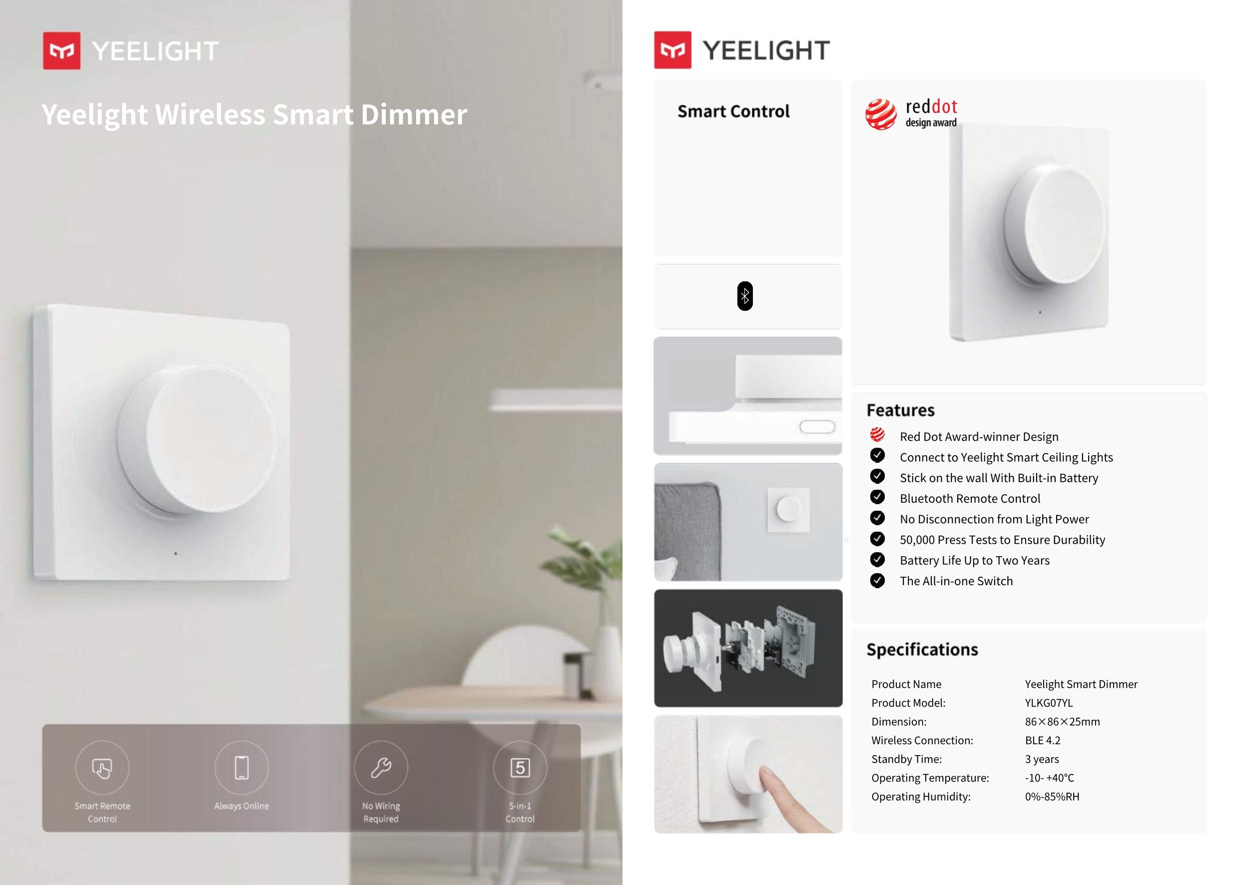 Yeelight Wireless Smart Dimmer – LED Produkt