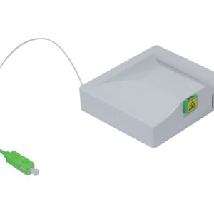 LWL-FTTH Compact Box vorkonfektioniert, 1xSC/APC -> 1xSC/APC, 0-30m, 9/125u, G.657.A2, 1-Faser, OD=0,9mm, Aufputzgehäuse mit Abroller/Spule, Synergy 21