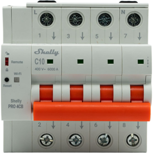Shelly · Smarter Leitungsschutzschalter · "Pro 4CB C63" · 4-polig · 63A · Fernsteuerung · LAN · WLAN · Bluetooth
