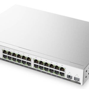 Zyxel Switch smart managed Layer2 26 Port • 24x 1 GbE • PoE Budget 180 Watt • 24x PoE at • 2x SFP • 19" • Lüfterlos • NebulaFlex • GS191526HPV2