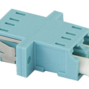 LWL-Kupplung,LC-Buchse/LC-Buchse, 50/125u Multimode OM3, aqua, duplex, PVC, mit Flansch, Synergy 21,