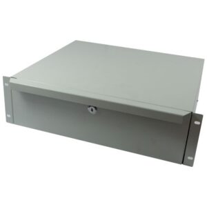 ALLNET 19"zbh. Schublade ausziehbar, 3HE, Lichtgrau, Frontmontage, mit Schloss,