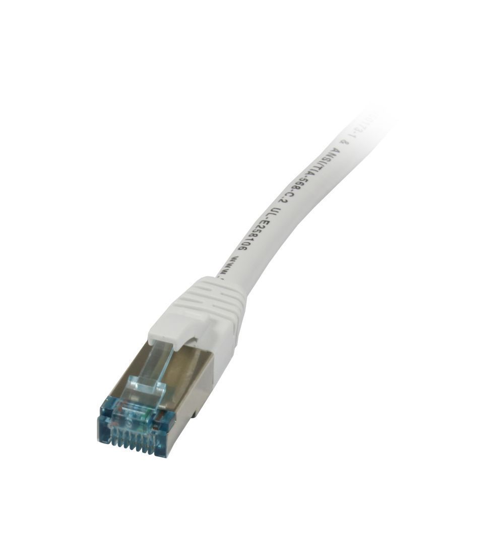 Patchkabel RJ45, CAT6A 500Mhz, 1.0m, weiss, S-STP(S/FTP), TPE/LSZH(Superflex), AWG26, Synergy 21