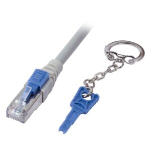 Patchkabel RJ45, CAT6A 500Mhz, 0.5m, grau, S-STP(S/FTP), mit Schloss, AWG26, Synergy 21