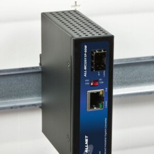 ALLNET Medienkonverter Industrial PoE (15,4W/30W/60W) auf 1000BASE-SX/-LX Single-/ Multimode SFP Mini-GBIC Anschluss / DIN / "ALL-MCI2011P-60W"