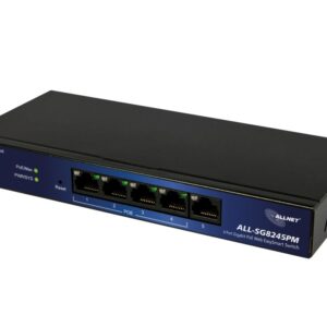 ALLNET Switch smart managed 5 Port Gigabit 60W / 4x PoE+ / 1x LAN / Lüfterlos "ALL-SG8245PM"