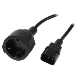 Netzkabel 230V Kaltgeräte C14(Stecker)->Schutzkontakt CEE7(Buchse), 1,8m, Synergy 21,