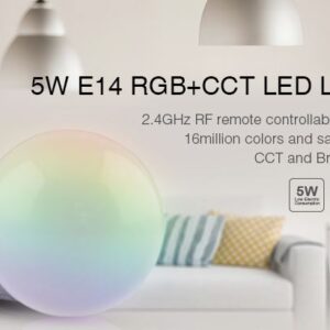 MiBoxer FUT013 LED Retrofit E14 5W RGB-WW (RGB-CCT) Lampe mit Funk und WLAN