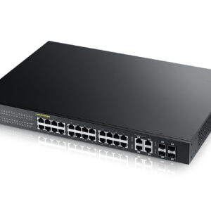 Zyxel Switch smart managed Layer2 28 Port • 24x 1 GbE • PoE Budget 375 Watt • 24x PoE at • 4x 1 Gb Combo • 19" • NebulaFlex • GS1920-24HPV2