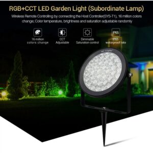 MiBoxer SYS-RC2 LED Subordinate Garten Lampe 15W RGB-WW (RGB-CCT) mit Funk und WLAN IP66 24V