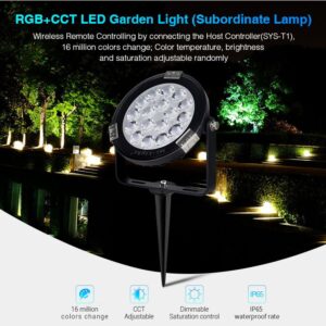 MiBoxer SYS-RC1 LED Subordinate Garten Lampe 9W RGB-WW (RGB-CCT) mit Funk und WLAN IP65 24V