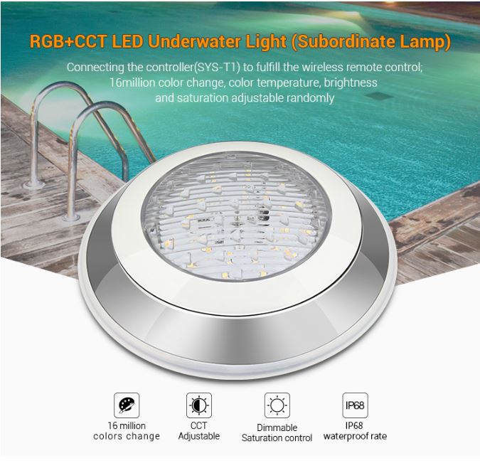 MiBoxer SYS-RW1 LED Subordinate Poolleuchte 12W RGB+CCT mit Funk und WLAN