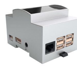 Raspberry Pi 4 Zubehör - Gehäuse Hutschiene / DIN Rail mit Fenster grau für Pi 4B