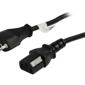 Netzkabel 230V Schweiz(Stecker)J12/Kaltgeräte IEC-C13(Buchse), 2m, Black, Synergy21