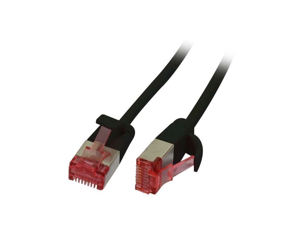Patchkabel RJ45, CAT6 250Mhz, 1.0m schwarz, U/FTP, slimline rund d=3,8mm, Synergy 21