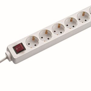 Bachmann Tischsteckdose, 6xDosen(CEE7)->Stecker(CEE7), 1,5m, mit Schalter, weiß, SELLY,