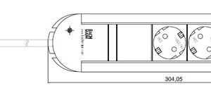 Bachmann Tischsteckdose, 3xDosen(CEE7)->Stecker(CEE7), 2m, PRIMO, Alu,