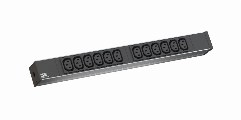 ALLNET 19"zbh. Steckdosenleiste,12xKaltgeräte(C13)->Klemme, 1HE, ALU, Schwarz, Bachmann,