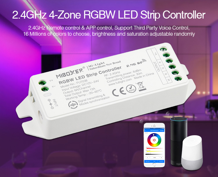 MiBoxer FUT038M LED Controller RGB-W 2,4GHz DC12/24V für LED Strips