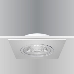 Synergy 21 LED Deckeneinbauspot Helios silber, quadratisch+schwenkbar, warmweiß