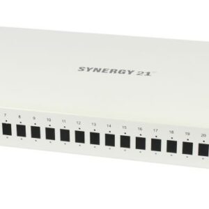LWL-Patchpanel 12xLSH(E2000APC)-simplex-Buchsen, 19", 9/125u Singlemode, Lichtgrau, Synergy 21,