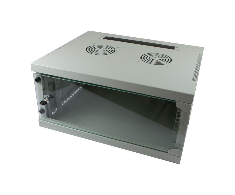 ALLNET 19"Wandgehäuse, 12HE, 1-teilig, T594/B541mm, Lichtgrau, SMQ-Serie,
