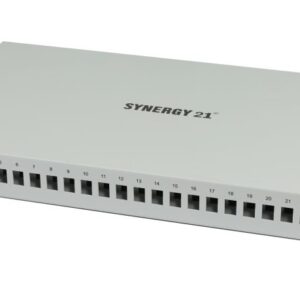 LWL-Patchpanel Spleisbox,19", 24xLC-Duplex-Buchsen, OM5, 50/125u Multimode, incl.Pigtails, Lichtgrau, Synergy 21,