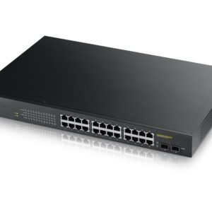 Zyxel Switch smart managed Layer2 26 Port • 24x 1 GbE • PoE Budget 170 Watt • 24x PoE at • 2x SFP • 19" • GS1900-24HPV2