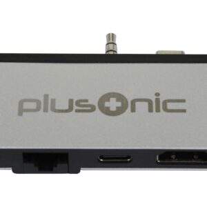 Plusonic Docking Adapter/Hub für Microsoft Surface Go, 5in1: USB 3.0/RJ45 Gigabit-Ethernet/Type-C/HDMI/AUX