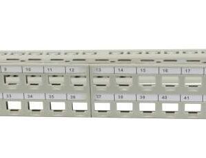 Patch Panel 48xTP,CAT6A, incl.Keystone Slim-line/Short 3P, 19", 1HE(t95mm), Lichtgrau, Synergy 21,