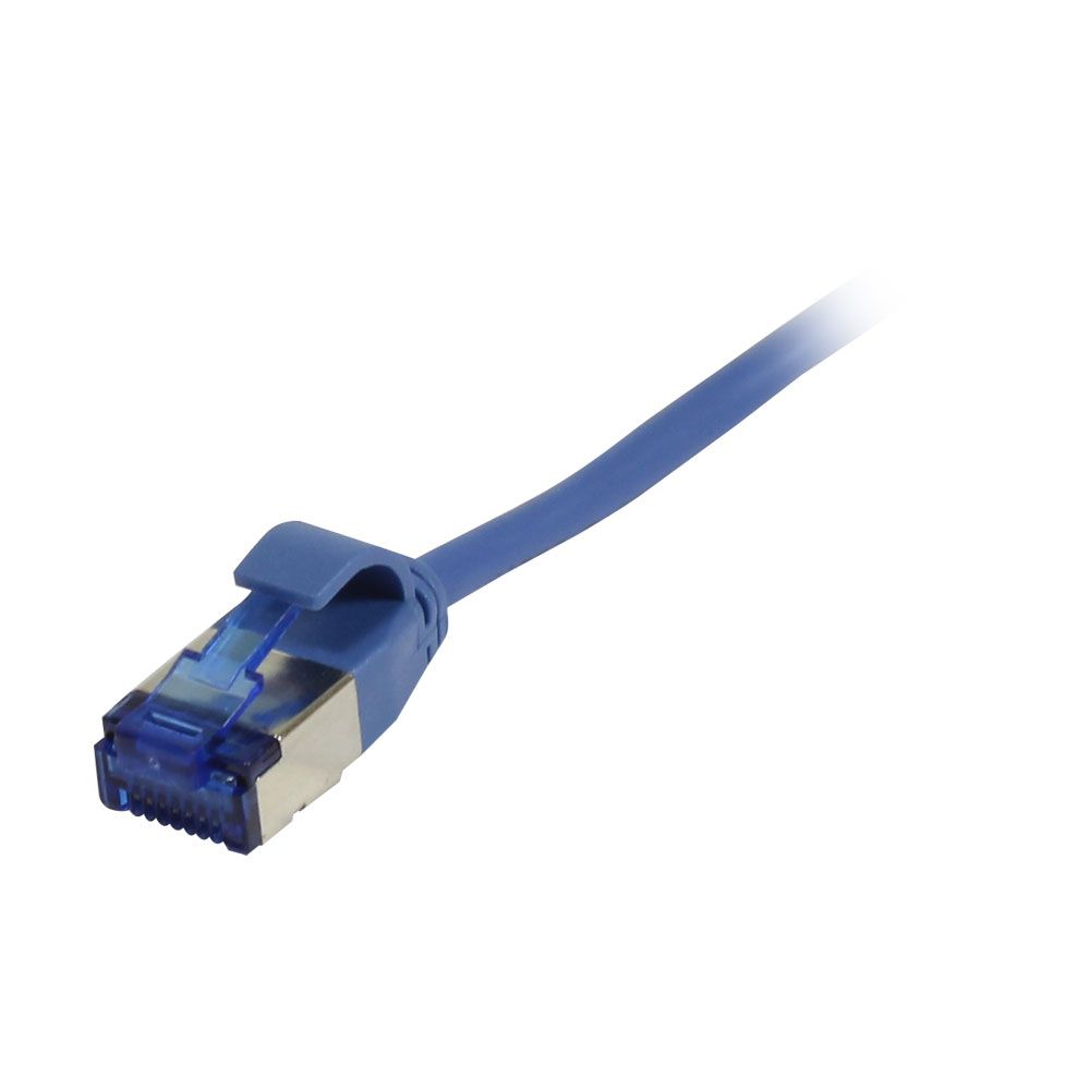 Patchkabel RJ45, CAT6A 500Mhz, 0.15m, blau, U/FTP, slimline rund d=3,8mm, TPE(Superflex), AWG32, Synergy 21