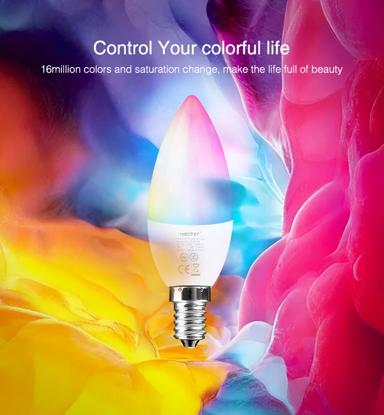 MiBoxer FUT108 LED Retrofit E14 4W RGB-WW (RGB-CCT) Candle Light
