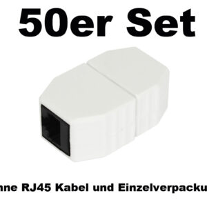 TP-TP Kupplung,CAT6A,Buchse,1:1 ,8-pol., RJ45, magnetische Sicherungskupplung 50er Bulk Set, Abwurfbuchse, PoE fähig, bis zu 10GBit - ALL-RJ45-Magnet-50erBulk
