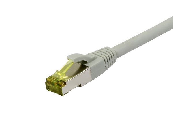 Patchkabel RJ45, CAT6A 500Mhz, 1.0m, grau, S-STP(S/FTP), TPE/LSZH(Ultraflex), AWG26, mit CAT7 Rohkabel, Synergy 21