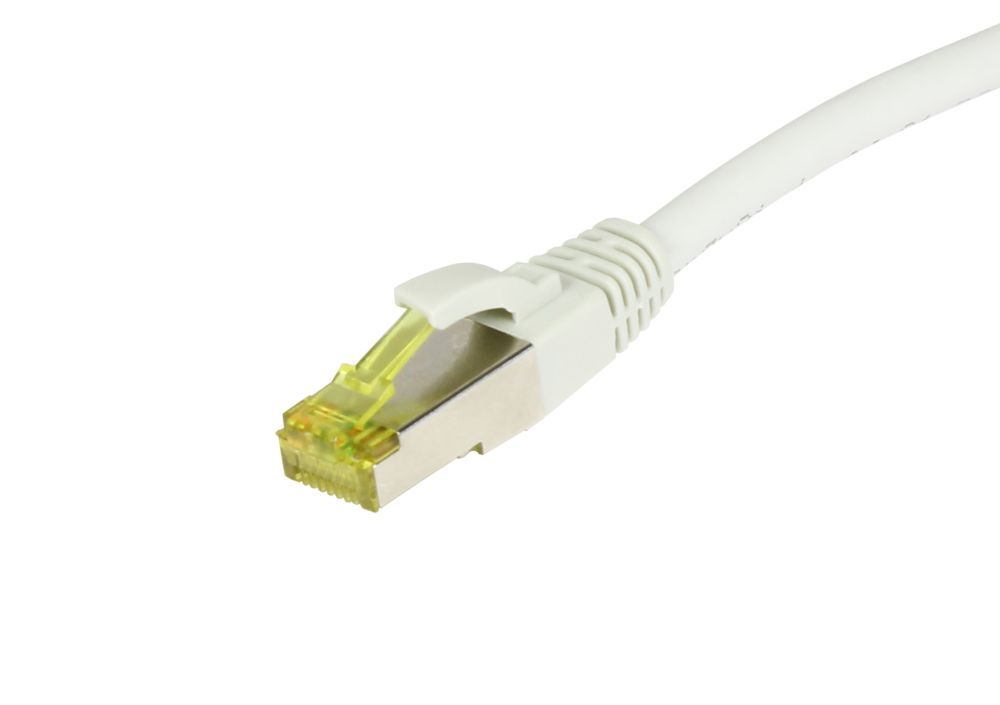 Patchkabel RJ45, CAT6A 500Mhz, 1.0m, weiss, S-STP(S/FTP), TPE/LSZH(Ultraflex), AWG26, mit CAT7 Rohkabel, Synergy 21