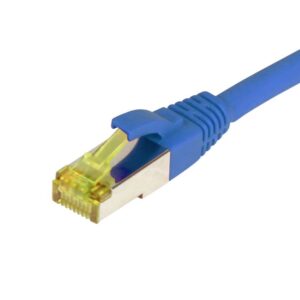 Patchkabel RJ45, CAT6A 500Mhz, 0.15m, blau, S-STP(S/FTP), TPE/LSZH(Ultraflex), AWG26, mit CAT7 Rohkabel, Synergy 21
