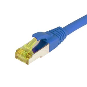 Patchkabel RJ45, CAT6A 500Mhz, 7.5m, blau, S-STP(S/FTP), TPE/LSZH(Ultraflex), AWG26, mit CAT7 Rohkabel, Synergy 21