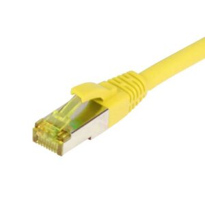 Patchkabel RJ45, CAT6A 500Mhz, 15m, gelb, S-STP(S/FTP), TPE/LSZH(Ultraflex), AWG26, mit CAT7 Rohkabel, Synergy 21